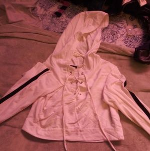 White and black cropped hoodie